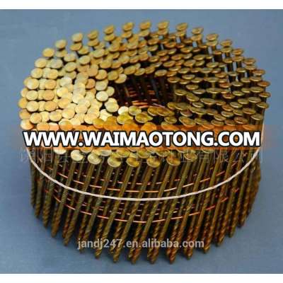 Fastener Carbon Steel Iron Yellow Color Coil Nail With High Quality